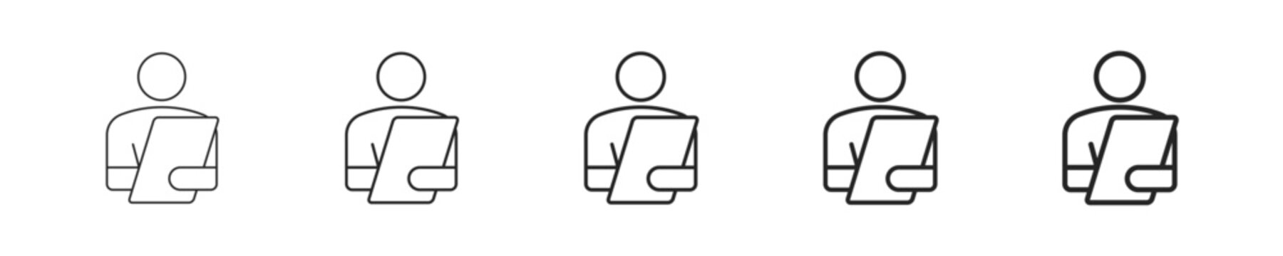 Supervisor vector icon in minimalist line style. Clean editable stroke illustration with geometric design and monochrome appearance, isolated on white background