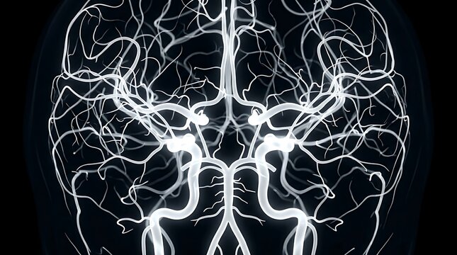 Human brain blood vessel network scan