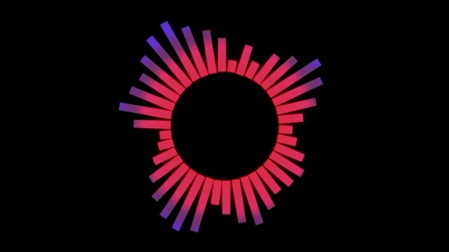 Circular music equalizer audio wave animation video footage glowing with vibrant red and blue colors