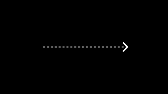 4k Long dotted line arrow animation to indicate an object. dot arrow icon right direction. 4K video
