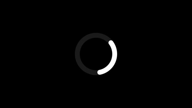 Loading - circle Modern loading animation. Circular loading indicator , loading and buffering icon animation looped on black background. 4K video