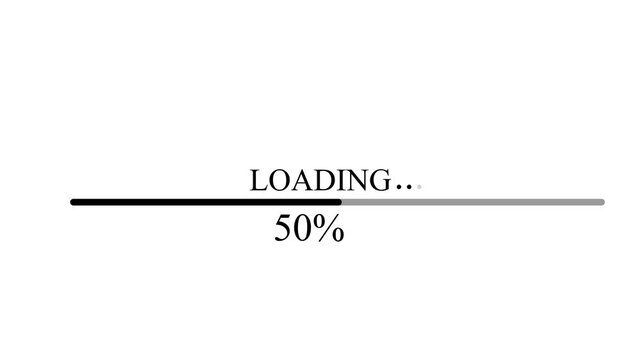 Retro game loading screen,dot characters,progress bar,complete,loading,100%,pixels,alpha channel. 0 to 100% 4K video