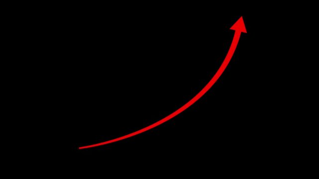 Animation of business graph with up arrow. red arrow on transparent background. 4K video