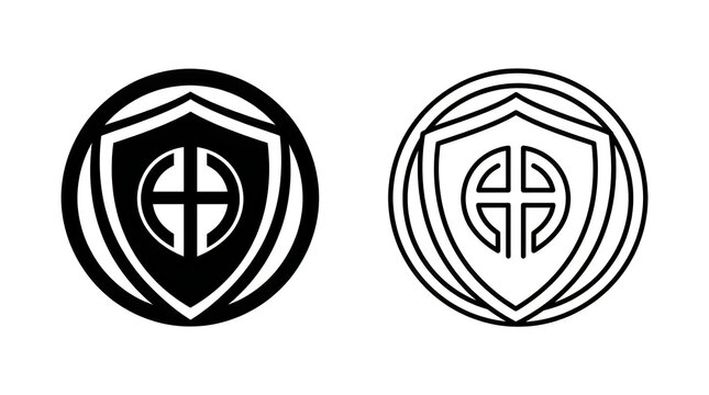 Black and white shield with cross emblem