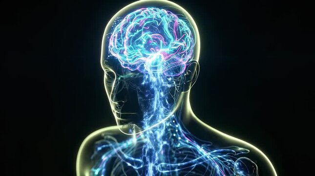 Neural energy pulsing through human brain and nervous system