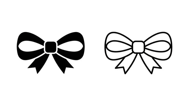 Black and white bow ribbon vector icons