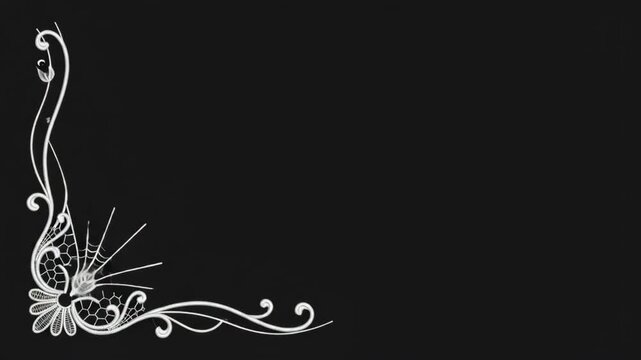 White lace line art drawing animation with floral and vintage ornamental patterns