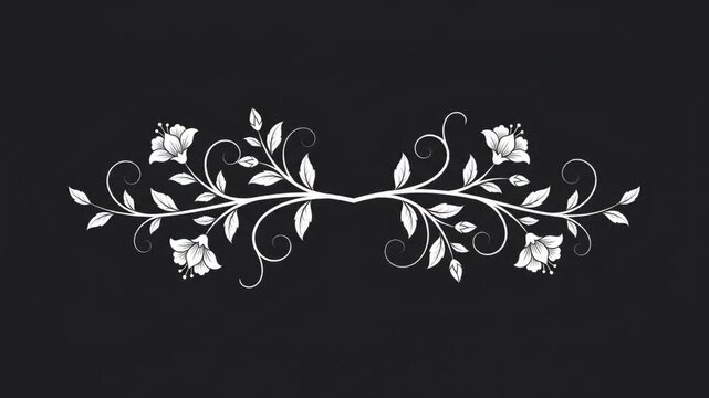 Gothic botanical divider animation with growing floral vine on dark background