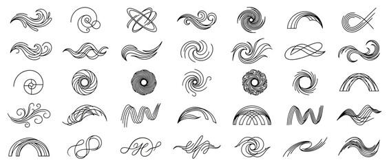Obraz premium Collection of Abstract Swirls and Swashes, Hand Drawn Style