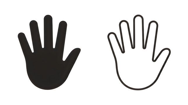 Black and white hand palm icon pair