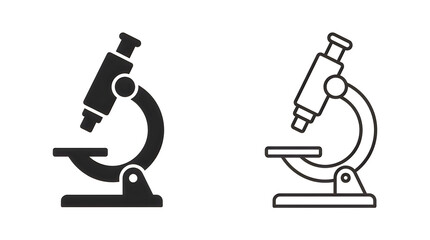 Fototapeta premium Simple microscope vector icons in black and white