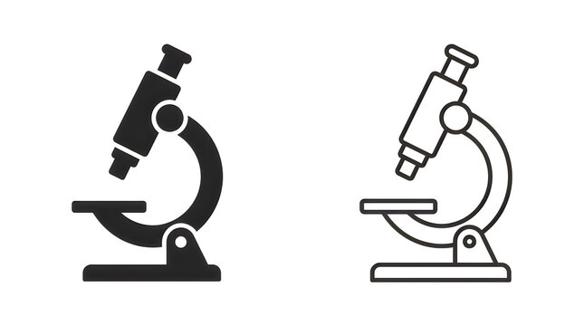 Simple microscope vector icons in black and white