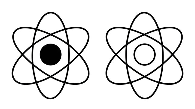 Simple atomic structure diagrams with nucleus and orbits