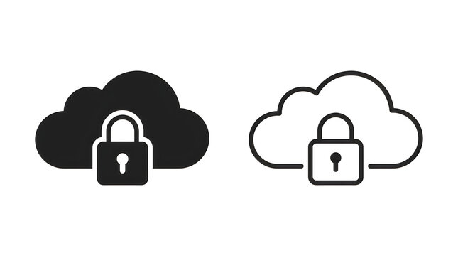 Secure cloud storage icon with lock symbol