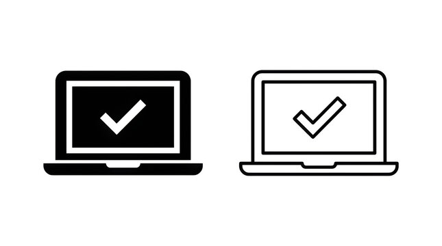 Two laptops with checkmark icons on screens