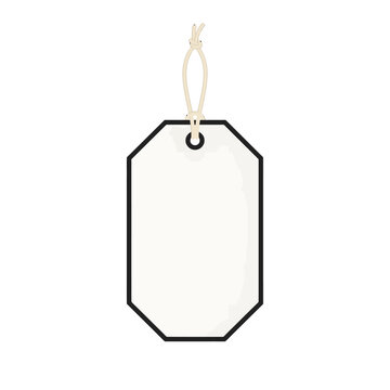 Blank white pricetag with string mockup isolated on white background