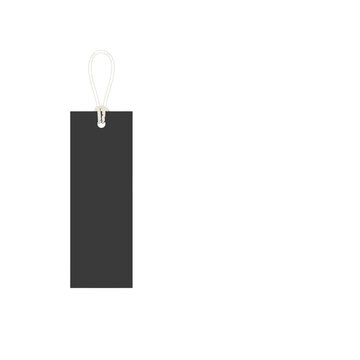 Empty black paper pricetag with a white rope loop for retail sales display