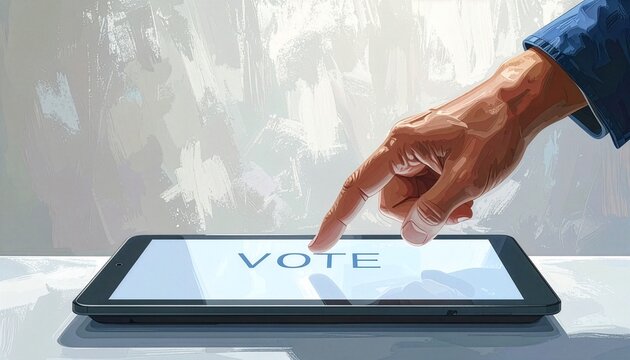 Electronic Voting on Tablet with Touchscreen VOTE Button