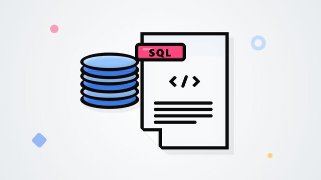 SQL Database and Programming Code Icon Animation for Software Development and Data Management Concepts