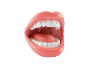 Fototapeta premium Human mouth with open jaw showing teeth isolated on transparent background