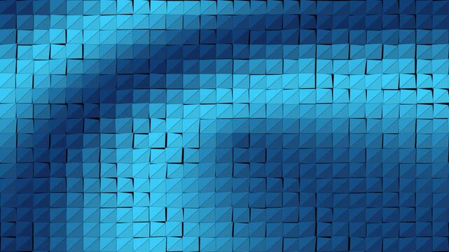 Abstract blue geometric block background with moving square tiles. Modern digital mosaic animation with shifting light and shadow. Corporate tech backdrop for video presentations. High Quality