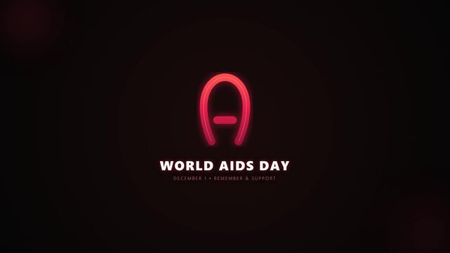 World AIDS Day logo with glowing red ribbon on dark background
