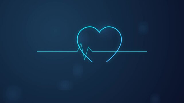 Minimalist heart rate line art on dark blue background
