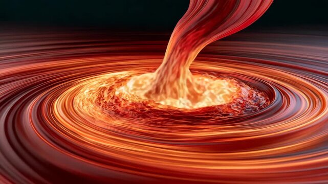 Crimson Liquid Swirling into Molten Gold Abstract Background