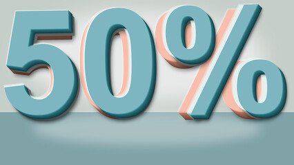 The 560% numerals appear in teal 3D with coral edging and layered shadows on a cool gray base, creating a striking, upbeat backdrop for offers. © Sergei
