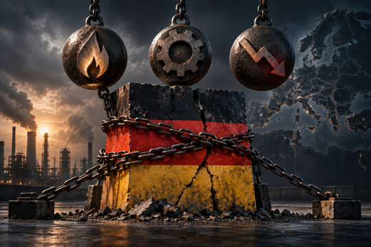 Germany Energy and Industrial Crisis Concept with Falling Economy