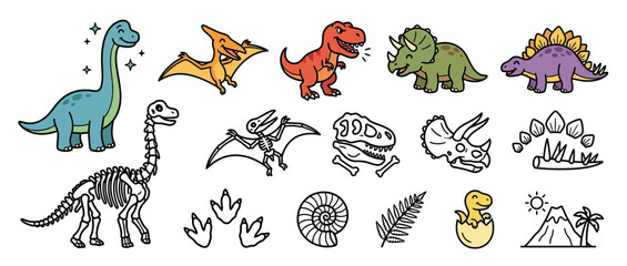 Cute Cartoon Dinosaur Collection Vector Illustration © fero