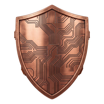 Copper circuit shield for digital security on transparent background