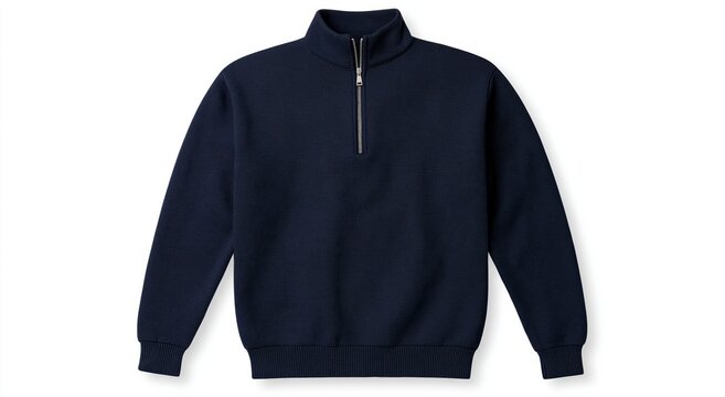 Sweatshirt with a black quarter zip mock neck design as a casual unisex pullover top for modern apparel fashion