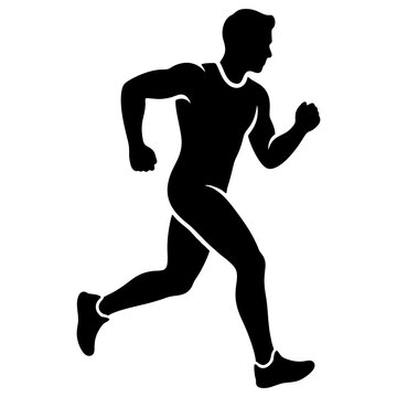 silhouette vector icon of an athletic male runner jogging