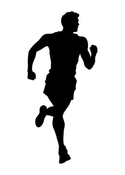 silhouette vector icon of an athletic male runner jogging