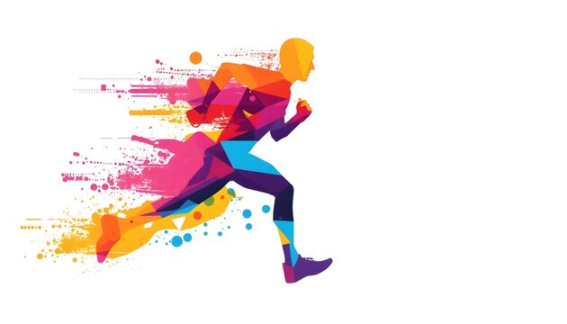 Running man vector illustration, colorful runner silhouette for marathon, sprint and fitness design

