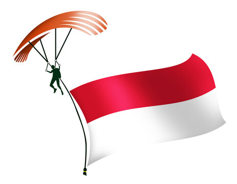A skydiver, A paratrooper, A parachutist carrying a flag of Monaco