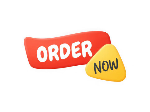 Order now button label in 3d style isolated on a transparent background