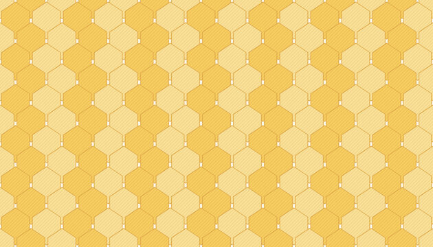 Seamless honeycomb hexagon pattern in yellow and amber bee theme