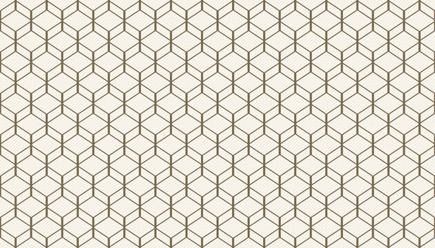 Seamless kikko tortoiseshell hexagon japanese pattern in beige outline