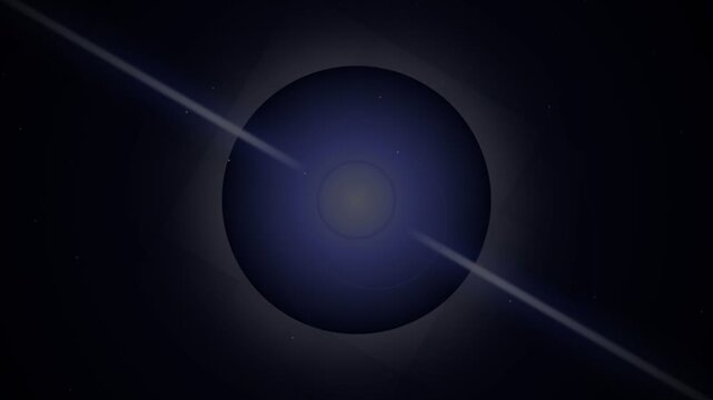 Glowing blue planet and energy beam in cosmic space animation