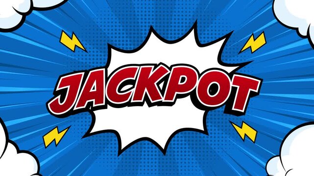animated jackpot text on comic style background