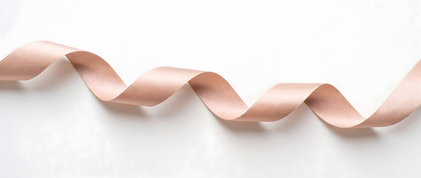 ブラッシュシャンパンのシルクリボンが二点間を緩やかな螺旋で結ぶ背景 / Blush Champagne Silk Ribbon Spiral Background