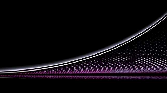 Minimalist abstract background featuring a sweeping metallic curve dividing a deep black void from a textured surface illuminated by a subtle purple and pink led grid