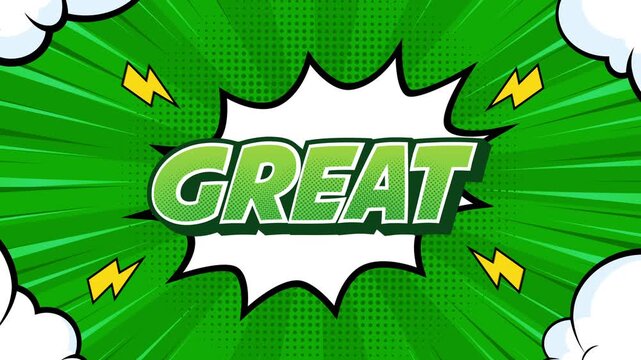 4k animation great text on comic style 