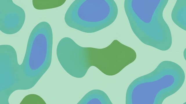 Abstract morphing liquid shapes video animation. Organic green and blue fluid blobs shifting slowly. Smooth transitioning motion background for digital displays, creative overlays, calm visuals.