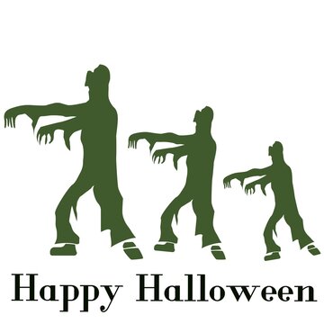 Vector illustration of silhouettes of dancing zombies 