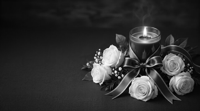 Candle on the background. Postcard for the event, memorial day, mourning. Popular pattern for designers, marketers, advertising. Object, symbol.
