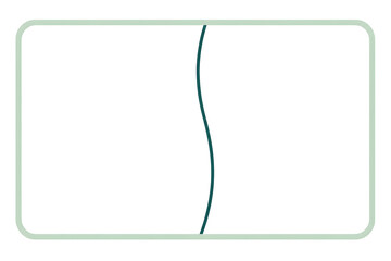 Obraz premium Rounded frame with vertical wave divider isolated on white background to represent two section layout for illustrating split content and comparison card designs. 