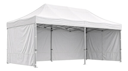 Open white pop-up gazebo tent on black isolated on transparent background © Sumon